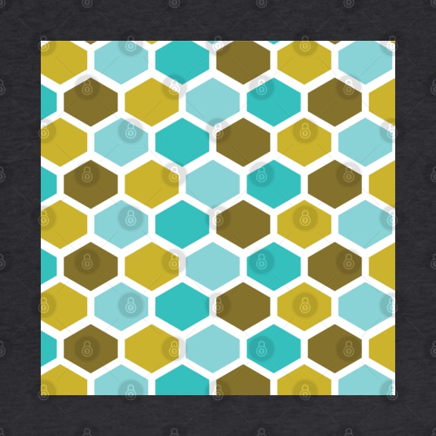 Bestagons Hexagon Mod Print Mid Century Pattern by Shayna